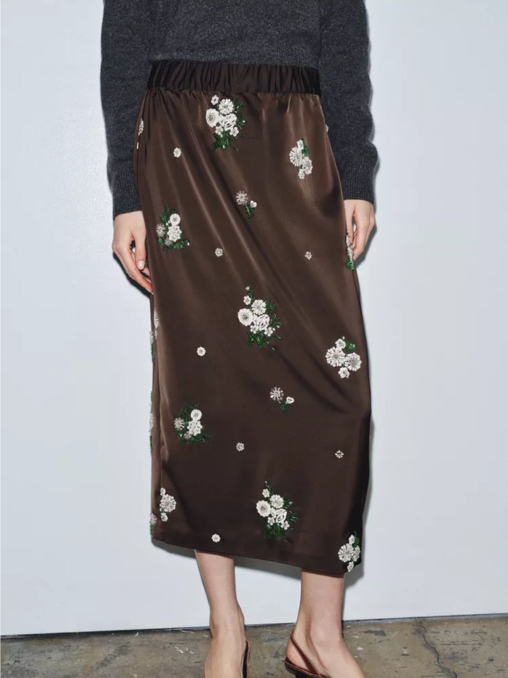 Zara NWT ZW Collection Limited Edition sequin embroidered midi skirt 2731/271 - Picture 6 of 14